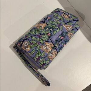 Vera Bradley Purple Sloth Print Wristlet Wallet
